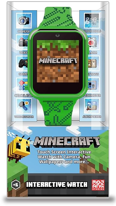 Minecraft Kids Smart Watch – Touchscreen Interactive Watch with 10 Customizable Clock Faces, Bu... | Amazon (US)