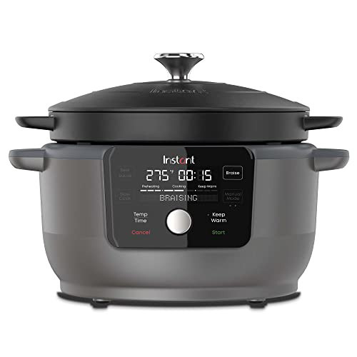 Instant Electric Round Dutch Oven, 6-Quart 1500W, From the Makers of Instant Pot, 5-in-1: Braise, Slow Cook, Sear/Sauté, Cooking Pan, Food Warmer, Enameled Cast Iron, Included Recipe Book, Black | Amazon (US)