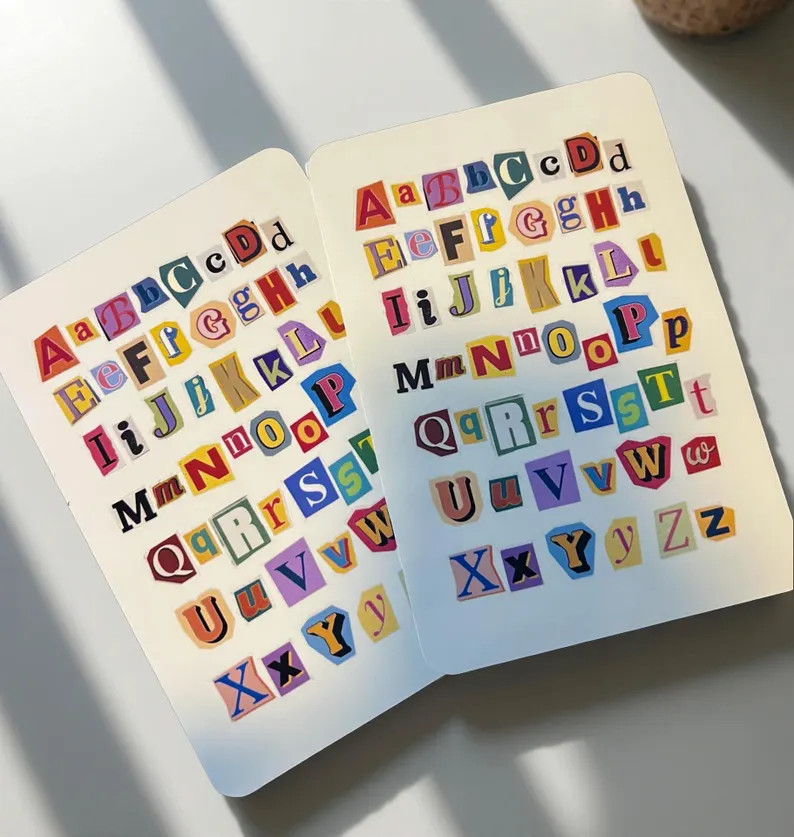 Colorful Ransom Alphabet Sticker Sheets – Vintage Cut-out Style Letters for Journaling & Crafts... | Etsy (US)