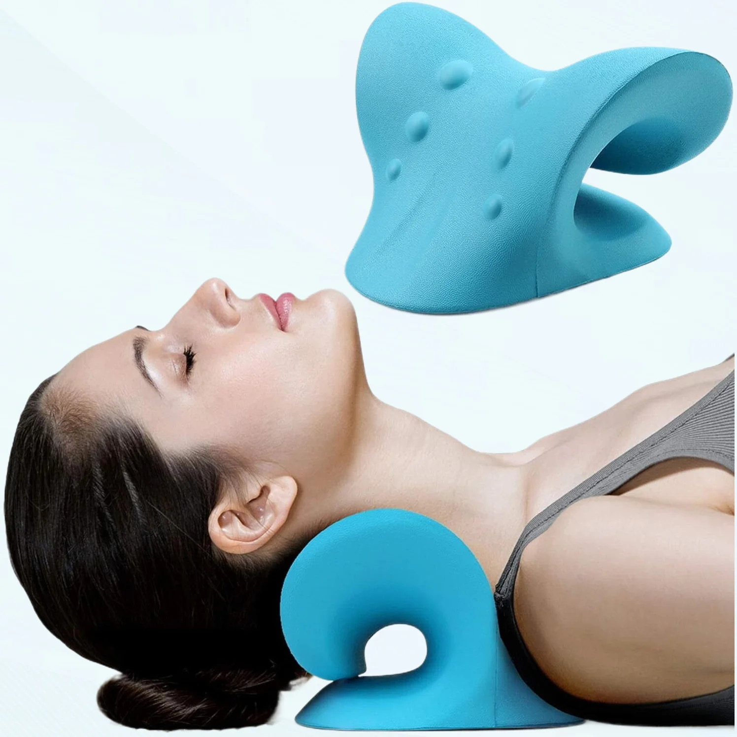 Neck and Shoulder Relaxer, Cervical Traction Device Pillow for Spine Alignment, Blue | Walmart (US)