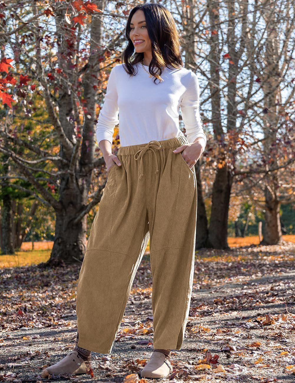 TARSE Womens Corduroy Baggy Harem Pants | Amazon (US)