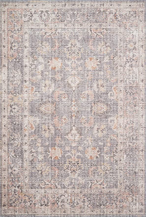 Loloi ll Skye Collection Printed Distressed Vintage Area Rug, 2'-3" x 3'-9", Grey/Apricot | Amazon (US)