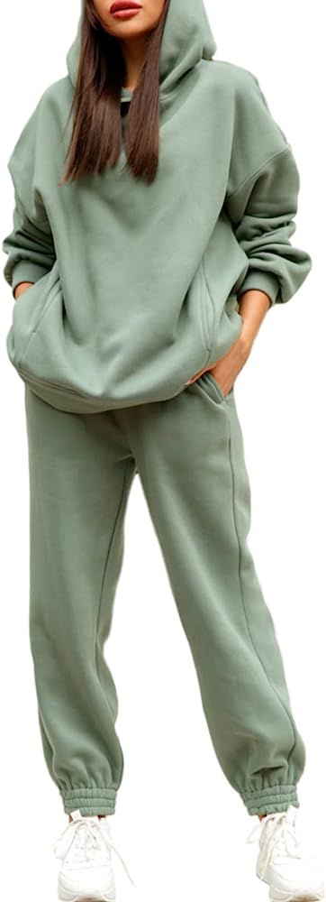 Fixmatti Women Hoodies Tracksuit Long Sleeve Sweatshirts Jogger Pant 2 Piece Outfits | Amazon (US)