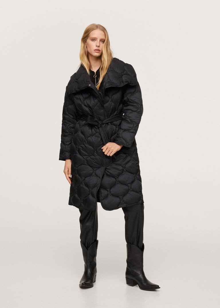 Belt quilted coat -  Women | Mango USA | MANGO (US)