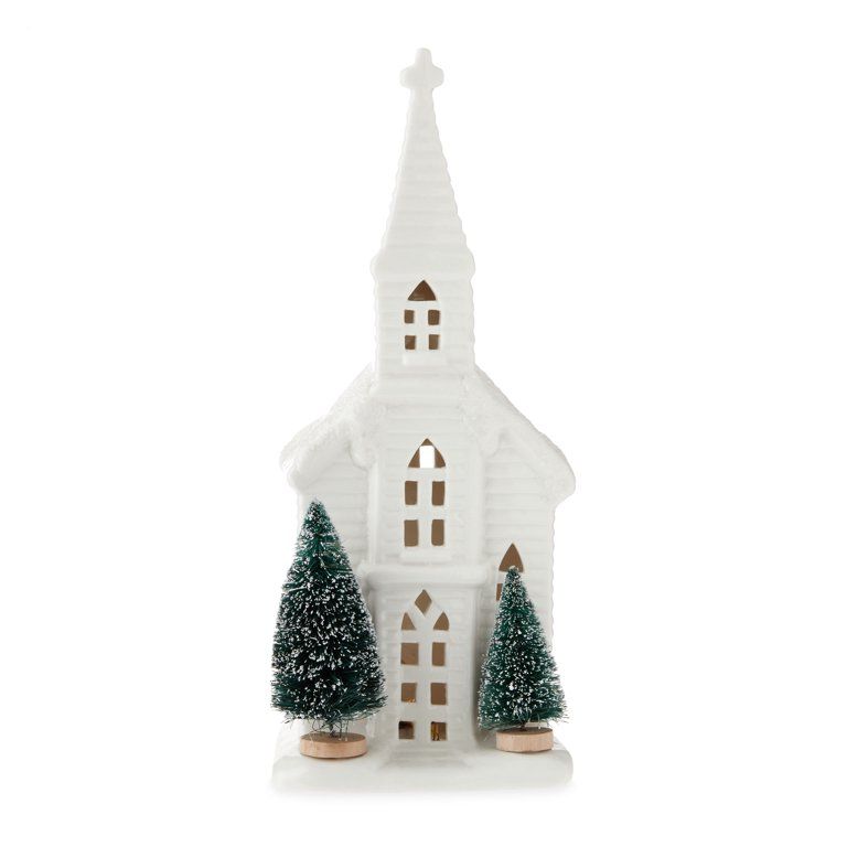 Holiday Time Church with LED Light and Music, 11" | Walmart (US)