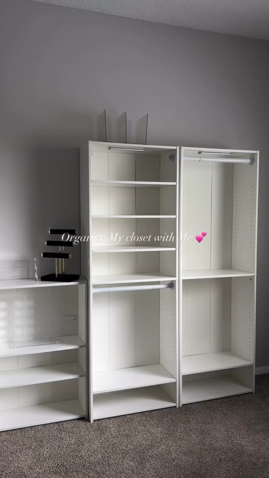 Closet organization time! Let’s transform my closet room into an aesthetically pleasing space. ☺️ (Been dreaming of having my own content room since I moved into my first apartment) 
. 

Nothing beats being able to see your closet well organized, functional and stylish. Before taking this on, I had to let go of so much clothes (trust me it was way past time)

First step was to declutter and let go of the clothes and shoes I don’t wear. I used to get so attached to my clothes but we are breaking the attachment bit by bit. 

I had previously built these bookshelf’s I got from target and purchased some organizing dividers, jewelry holder and sunglasses organizer to keep things neat and tidy. 

In love with how my closet turned out, now no more excuses of “ I don’t have anything to wear” because I can now see all my clothes clearly. 🤣

 💕

#closetorganization #whatsinyourcloset #diycloset #organizers #closetdesigns #walkincloset #contentcreatorjourney

#LTKHome #LTKStyleTip