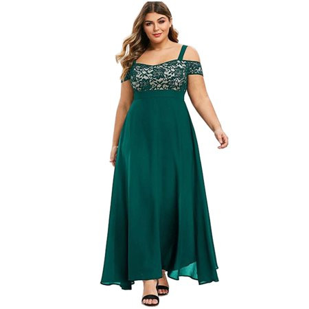 Plus Size Dresses for Women Plus Size Dresses for Women Women Plus Size ColdShoulder Floral Lace Maxi Party Evening s Long Dress Plus Size Dress(Color:Green Size:6XL) | Walmart (US)