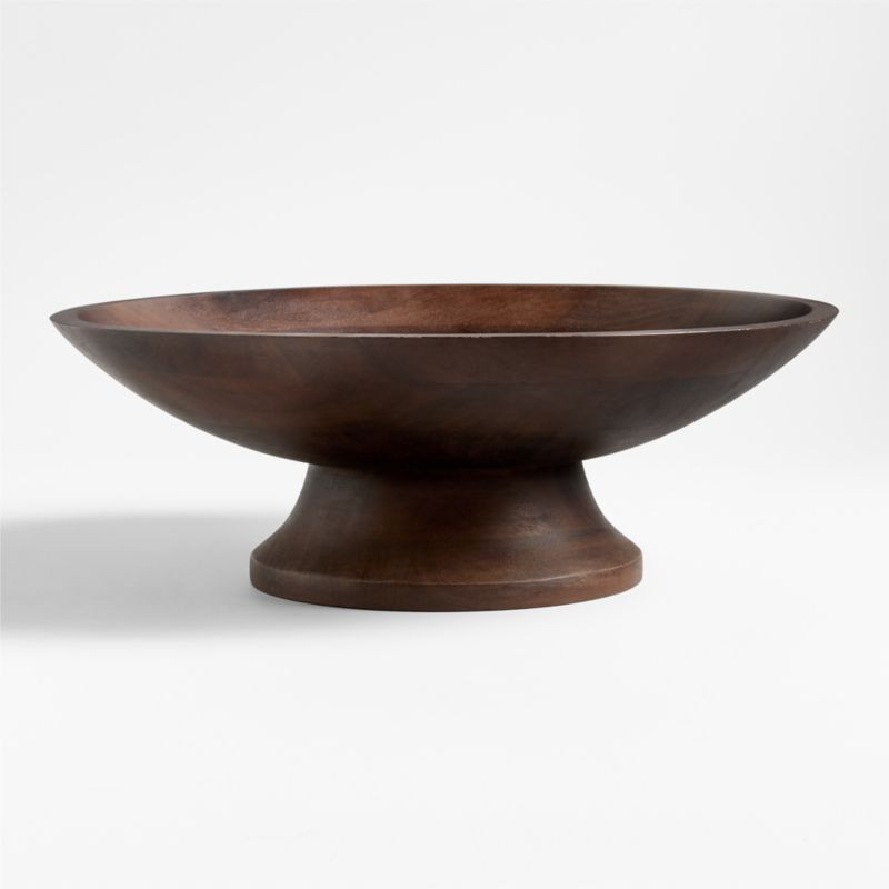 Madeira Walnut-Finished Acacia Wood Tall Footed Serving Bowl + Reviews | Crate & Barrel | Crate & Barrel