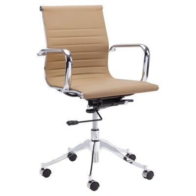Tyler 22" Modern Faux Leather and Stainless Steel Office Chair in Tan - Brant House | Target