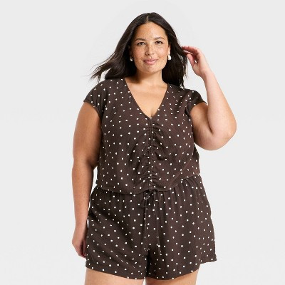 Women's Modern Gauze Tie-Top - A New Day™ Brown XXL | Target