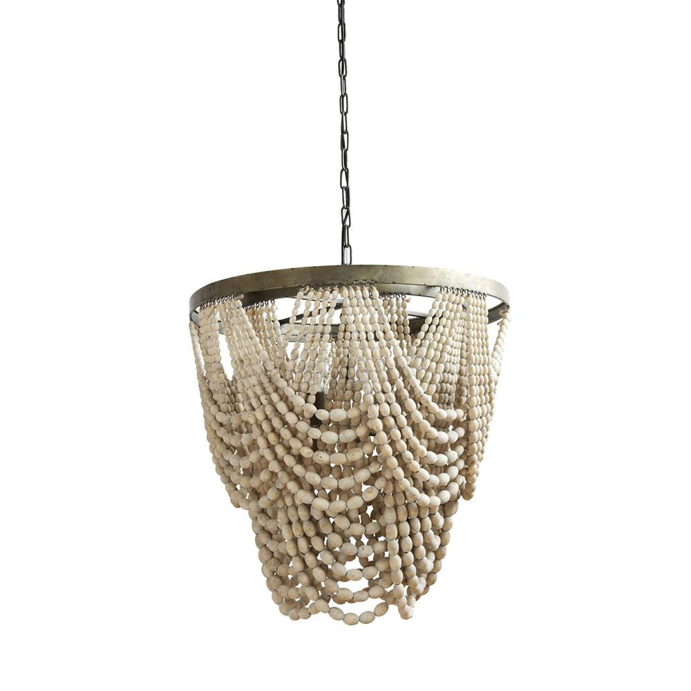 3R Studios Mint and Mist 3-Light Natural Beaded Chandelier | The Home Depot