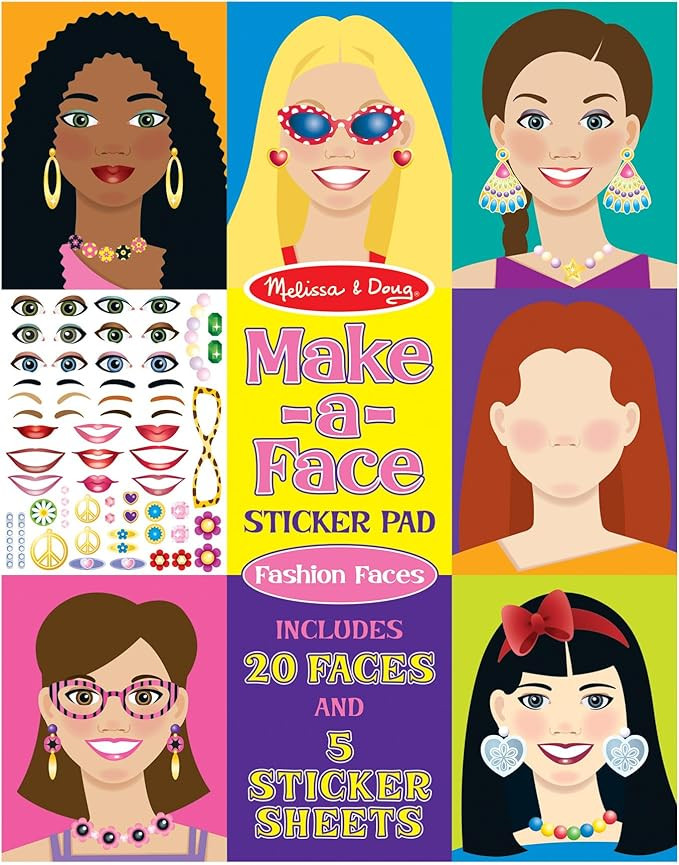 Melissa & Doug Make-a-Face Sticker Pad - Fashion Faces, 20 Faces, 5 Sticker Sheets - FSC Certifie... | Amazon (CA)