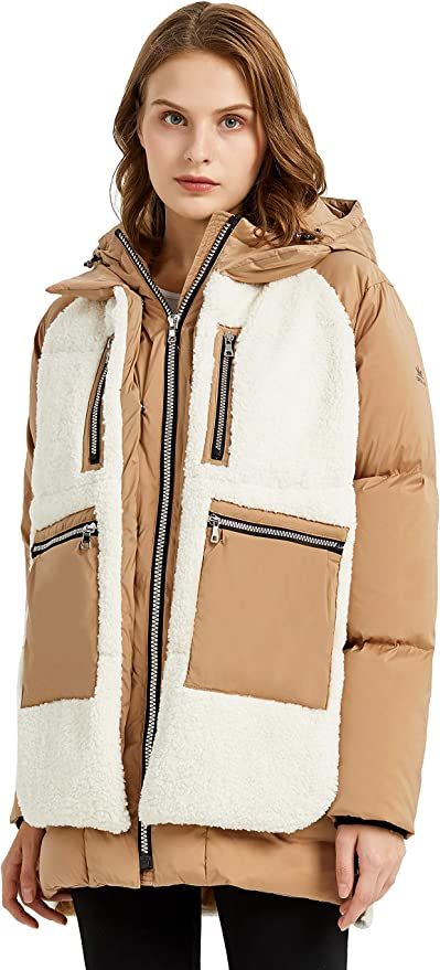 Amazon.com: Orolay Women's Sherpa Jacket Thickened Puffer Down Coat Fuzzy Fleece Jacket (Apple Ci... | Amazon (US)