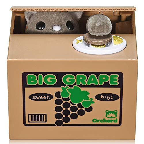 Cat Stealing Money Bank, Piggy Bank for Kids, Coin Bank for Money Saving, Automatic Stealing Money with English Speaking, Creative Gift (Grape Cat) | Amazon (US)