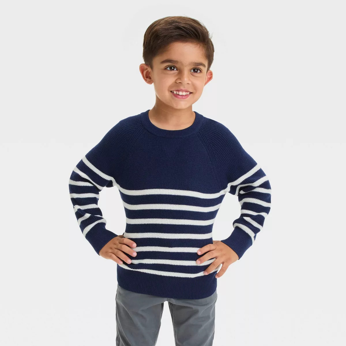 Toddler Boys' Striped Crewneck Sweater - Cat & Jack™ Navy Blue | Target