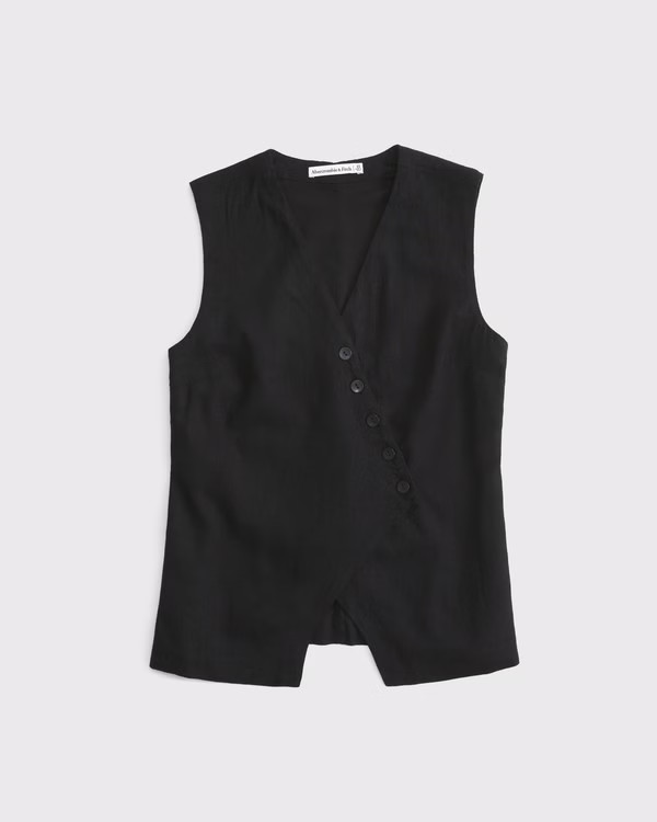 Asymmetrical Linen-Blend Vest | Abercrombie & Fitch (UK)