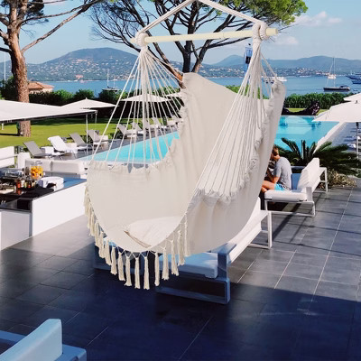 Hammock Chair Hanging Rope Swing Indoor Outdoor Hammock Swing Chair, Boho Hanging Chair Bedroom Patio | Target