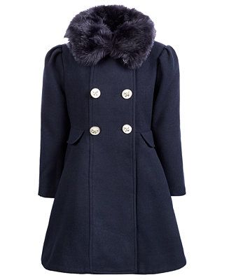 Toddler Girls Double-Breasted Swing Coat With Removable Faux-Fur Collar | Macys (US)