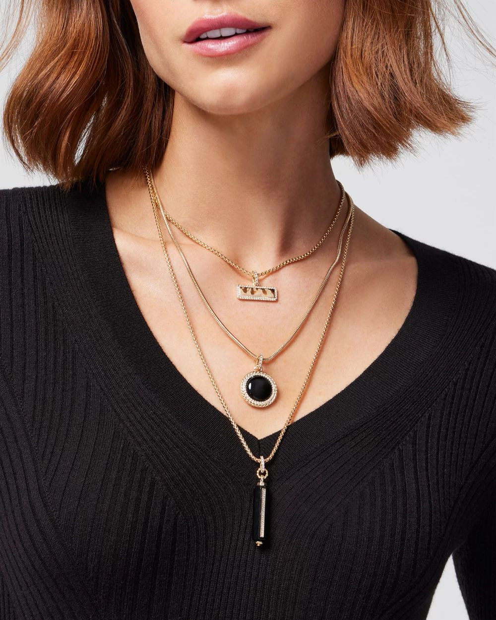 Multi Black Glass Pendant Necklace | White House Black Market