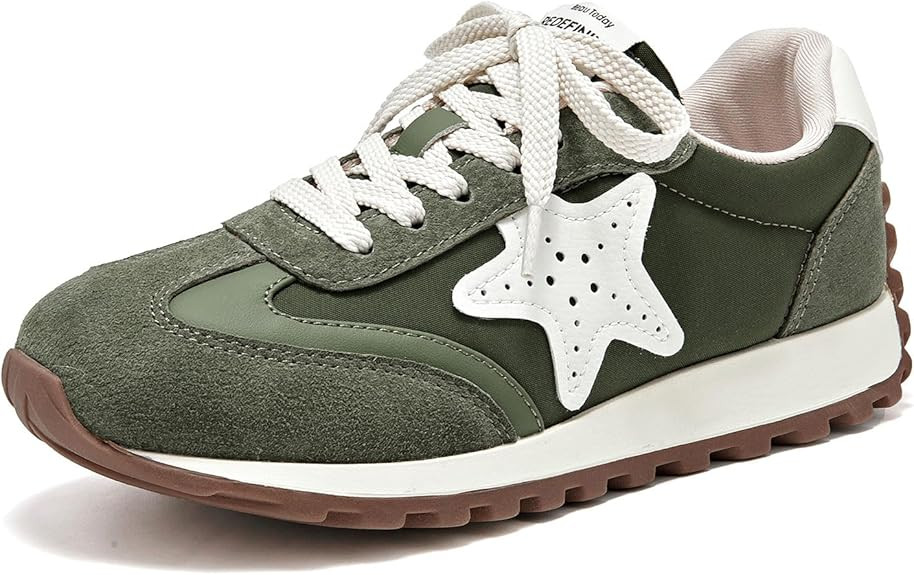 BEAU TODAY Women’s Flat Sneakers, Retro Comfortable Lace-up Fashion Sneakers for Women, Buckle ... | Amazon (US)