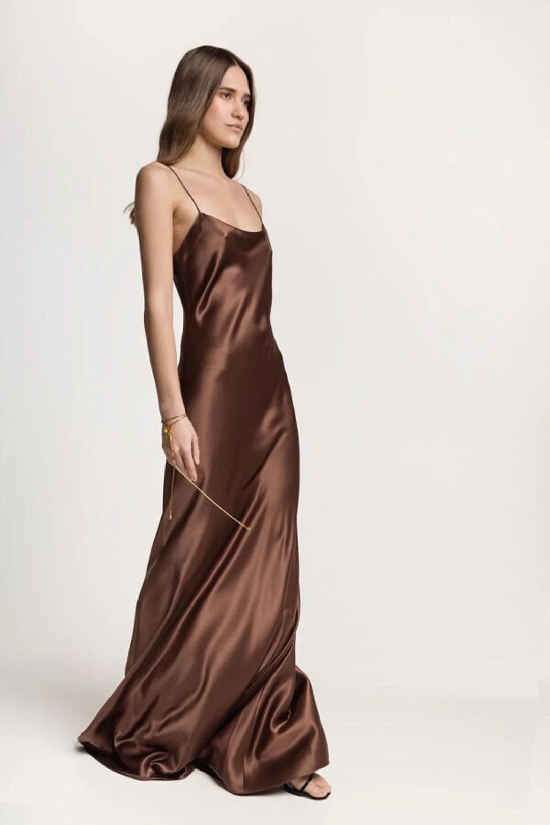 Chocolate Long Silk Dress Pure Silk Maxi Dress Brown 100% Silk - Etsy | Etsy (US)