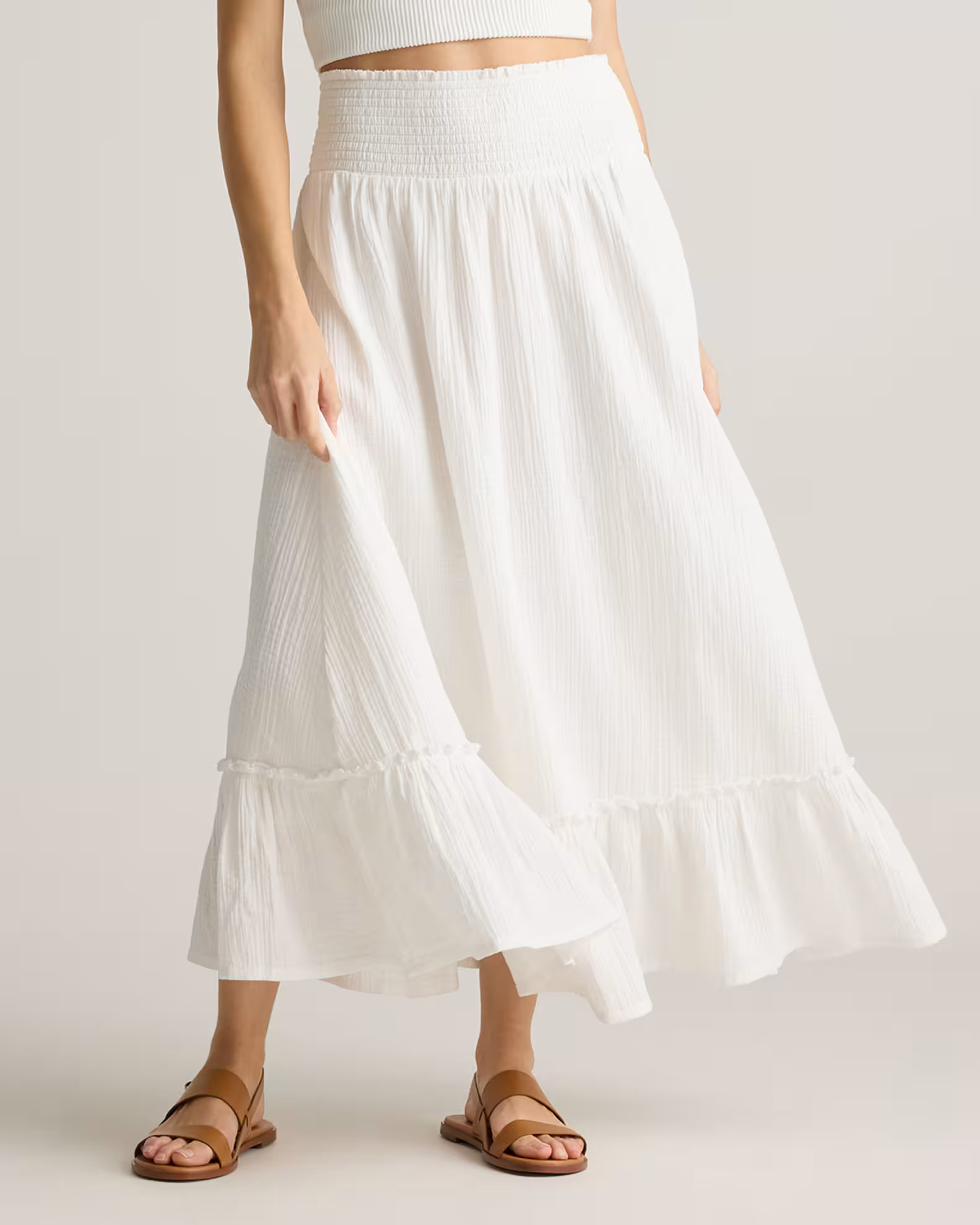 100% Organic Cotton Gauze Smocked Maxi Skirt | Quince