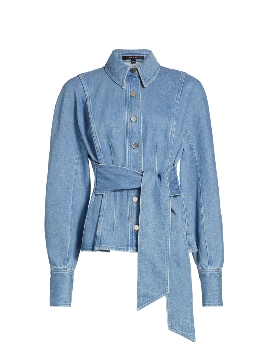 Mina Washed Denim Belted Shirt | Saks Fifth Avenue
