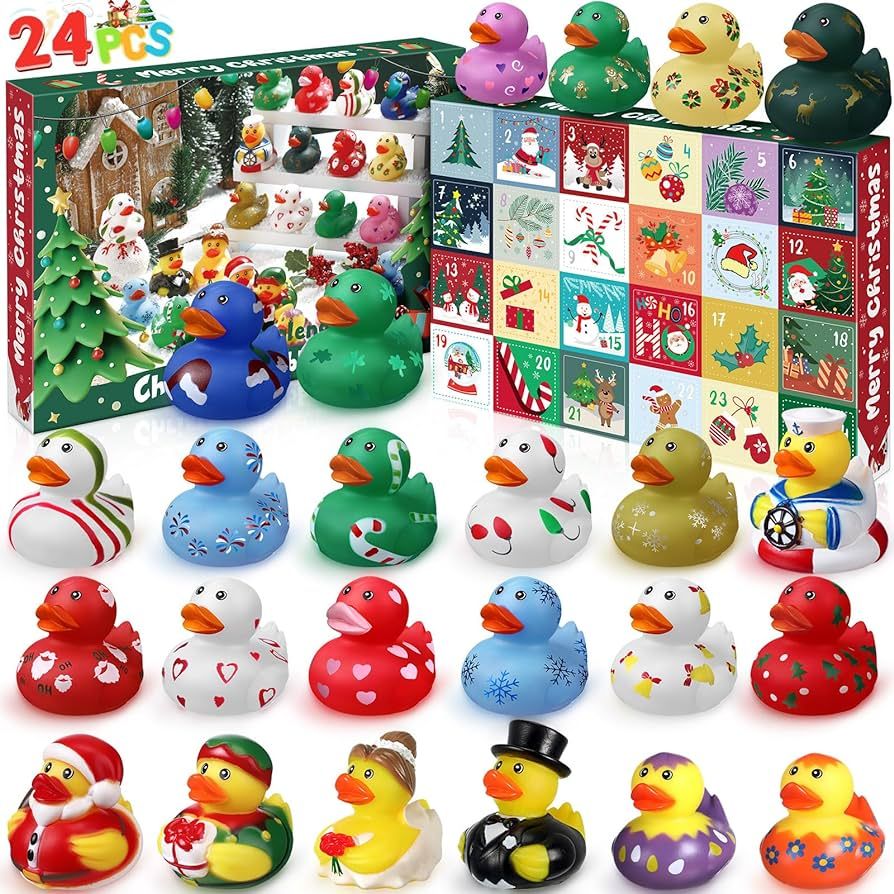Advent Calendar 2023 Christmas Countdown Toys Rubber Ducks 24 Days of Fun Xmas Countdown Bath Toy... | Amazon (US)