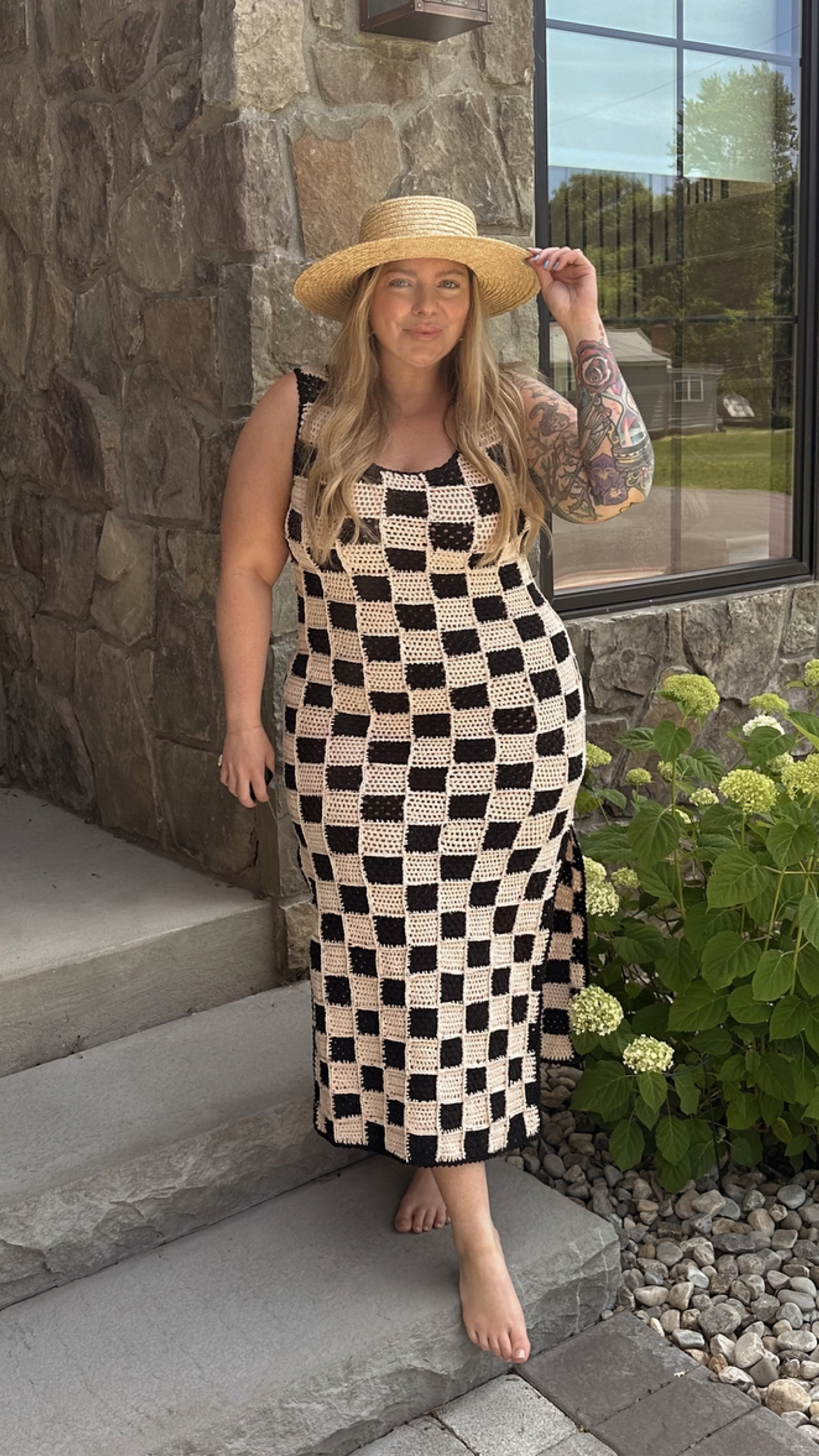 checkered crochet dress ashleerosehartley on LTK