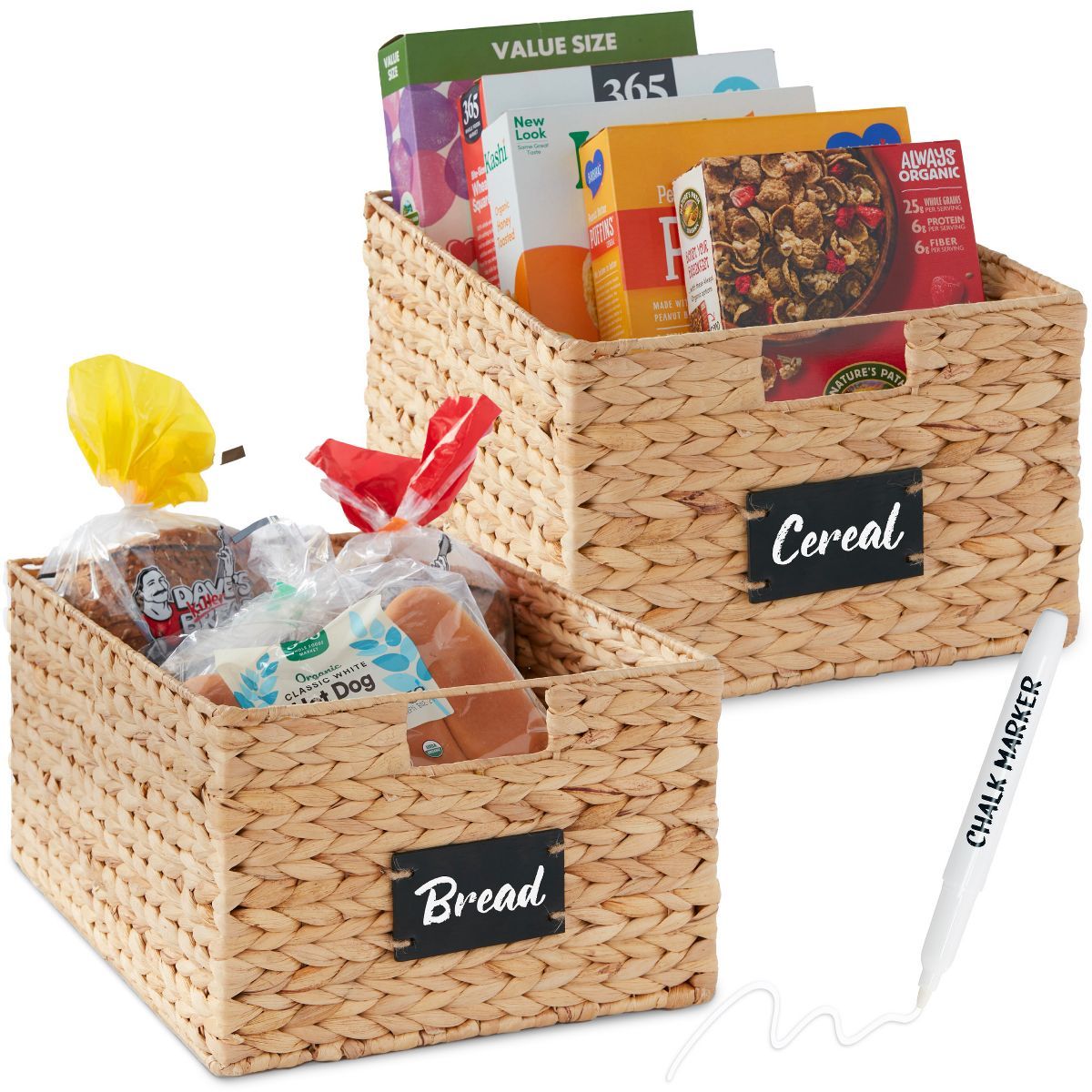 Best Choice Products Set of 2 16in Woven Water Hyacinth Pantry Baskets w/ Chalkboard Label, Chalk... | Target