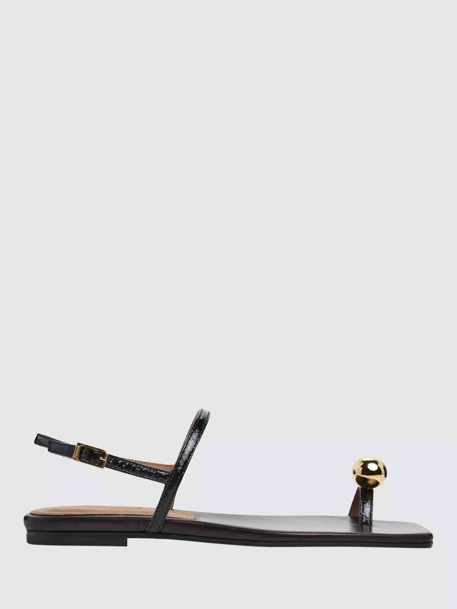 FlatteredIdris Leather Strappy Footbed Sandals, Black | John Lewis (UK)