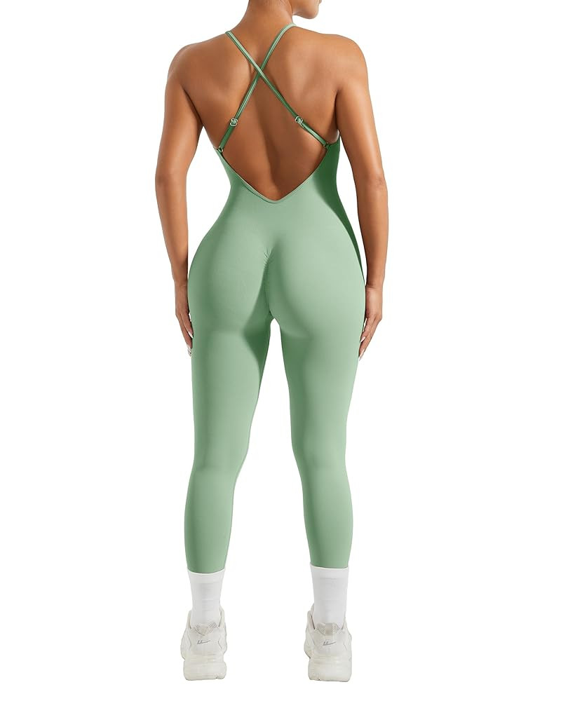 MOOSLOVER Women Strappy Backless One Piece Jumpsuits Tummy Control Padded Workout Rompers | Amazon (US)
