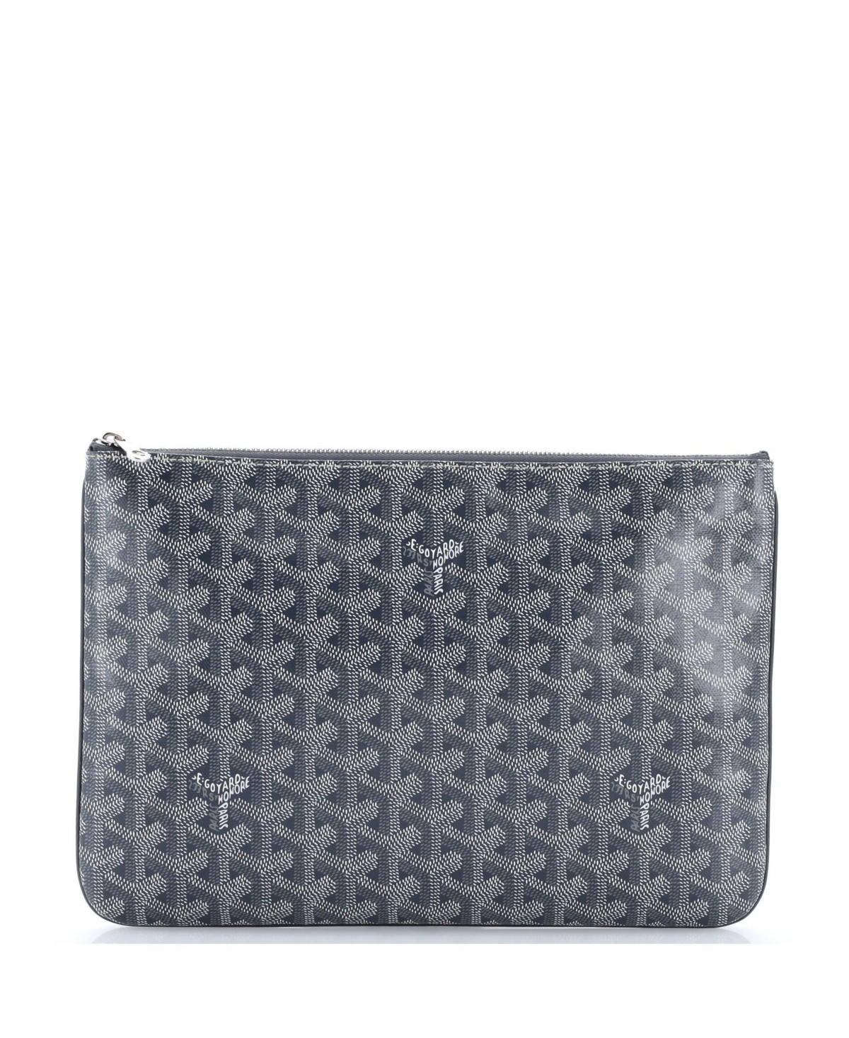 Pre-Owned Goyard Mm Senat Zip Pouch Coated Canvas - Grey | Macy's