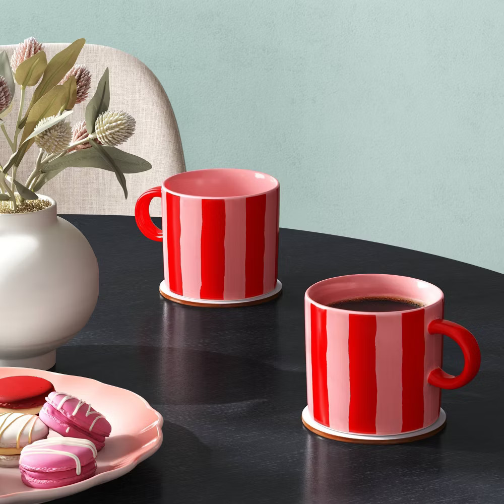 16 fl oz Stoneware You are Loved Mug Pink/Red Striped - Threshold™ | Target