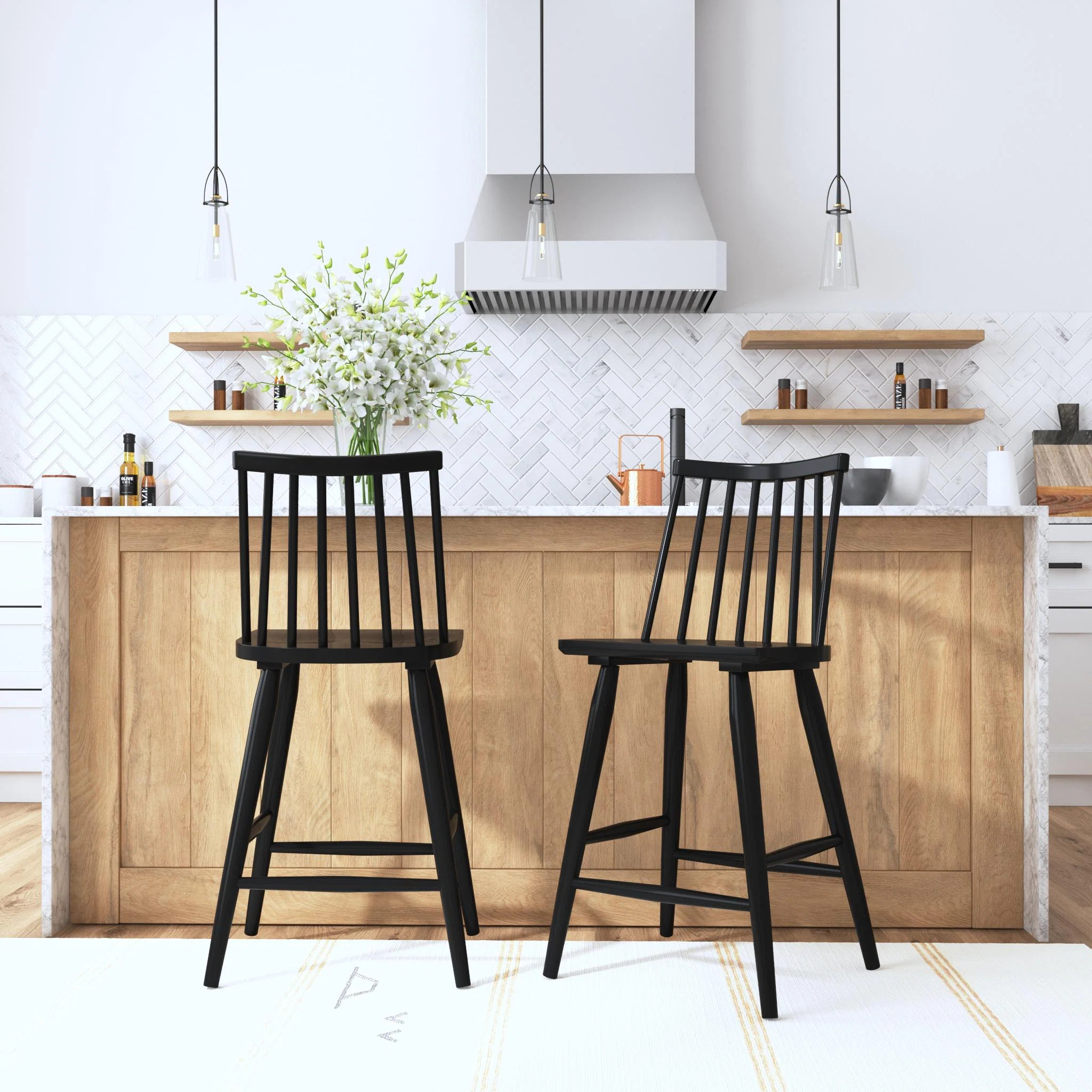 Bim Solid Wood Counter Stool (Set of 2) | Wayfair North America