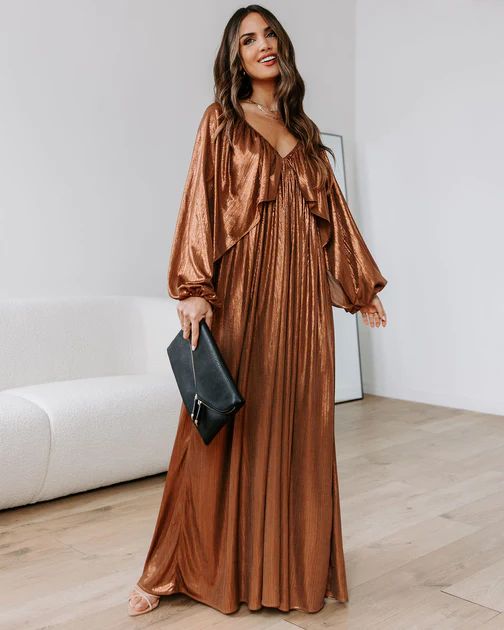Adrianna Metallic Maxi Dress - Bronze | VICI Collection