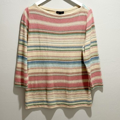 RALPH LAUREN JEANS CO Women’s Striped Multicolor Pullover Boat Neck Sweater Sz L  | eBay | eBay US