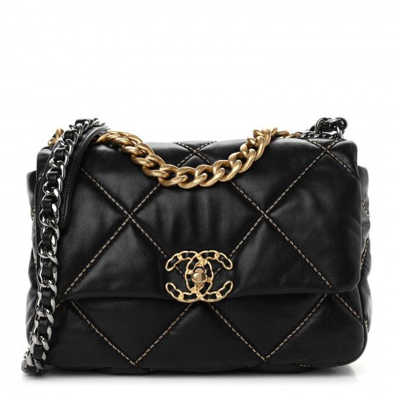 CHANEL Lambskin Chain Quilted Medium Chanel 19 Flap Black | Fashionphile