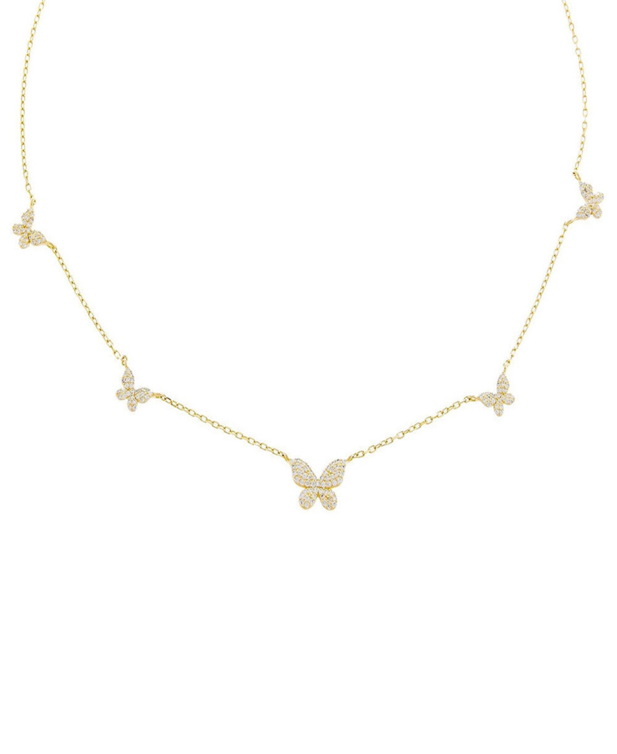 by Adina Eden Gold Plated Pave 5 Butterfly Necklace - Gold | Macy's