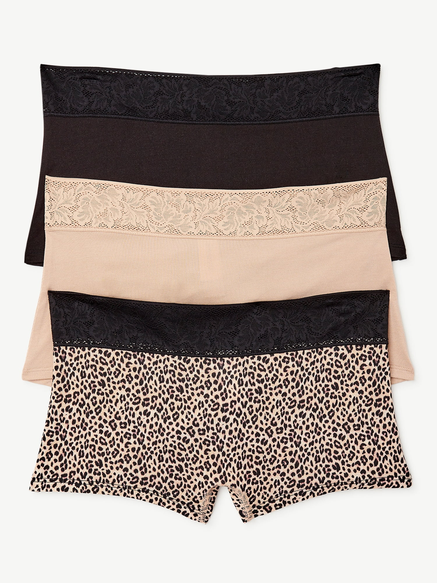 Joyspun Women's Modal and Lace Boyshort Panties, 3-Pack, Sizes S to 3XL - Walmart.com | Walmart (US)