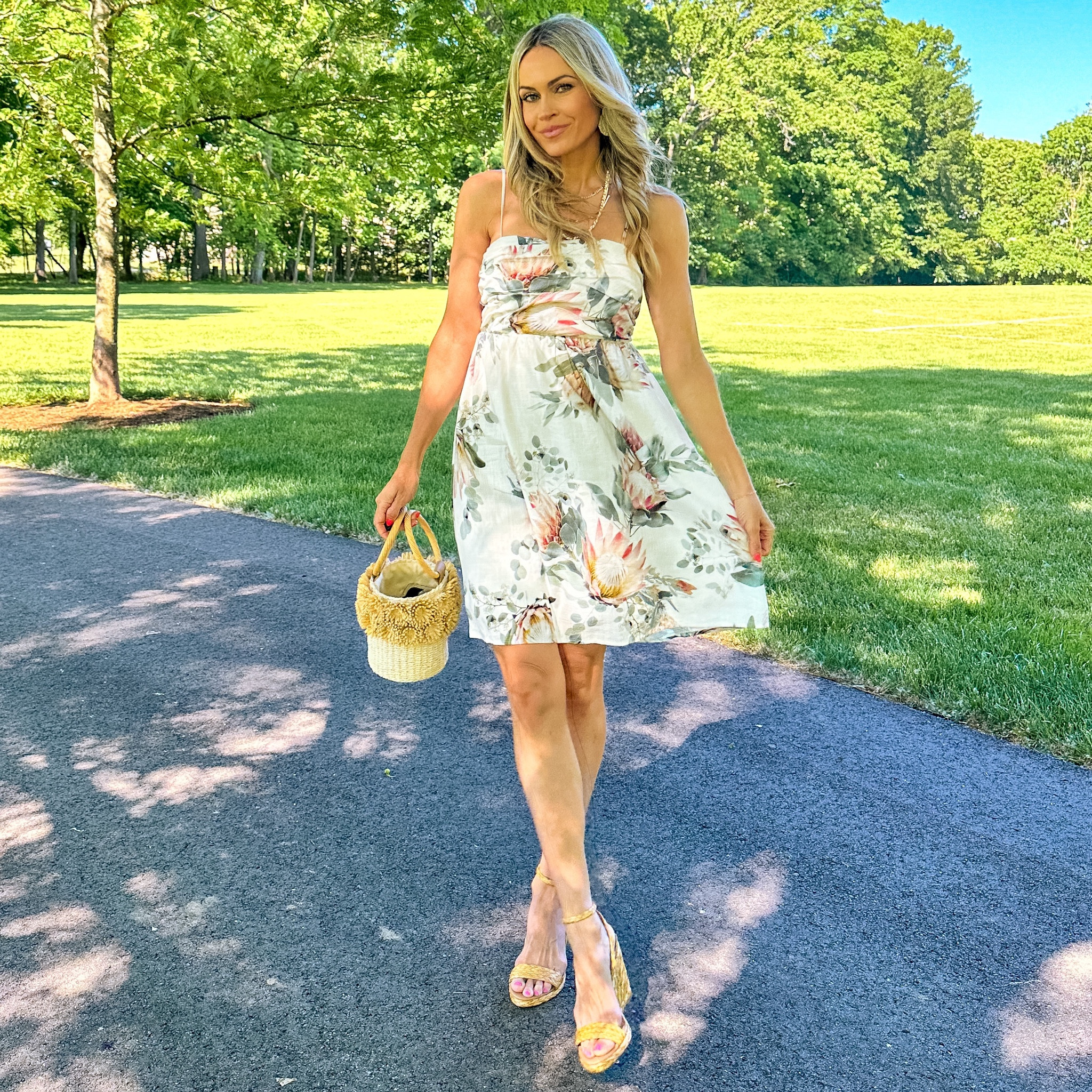 The prettiest floral linen dress! Currently 40% off! Wearing size XS

Wedge sandals
Straw handbag
Layered necklace 

#LTKstyletip #LTKFind #LTKwedding