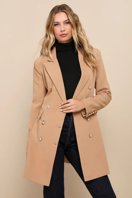 Captain's Blog Tan Double-Breasted Coat | Lulus (US)