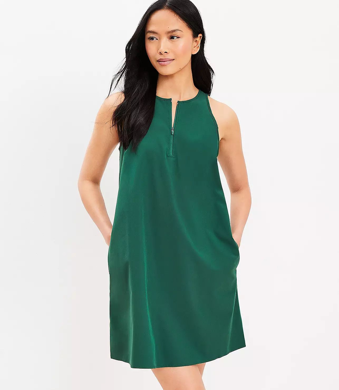 Lou & Grey Wanderweave Zip Halter Pocket Dress | LOFT