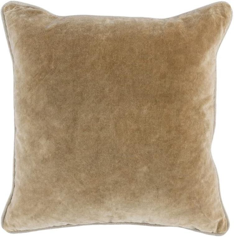 Kosas Home Harriet 18x18 Square Cotton Velvet Throw Pillow in Wheat Brown | Amazon (US)