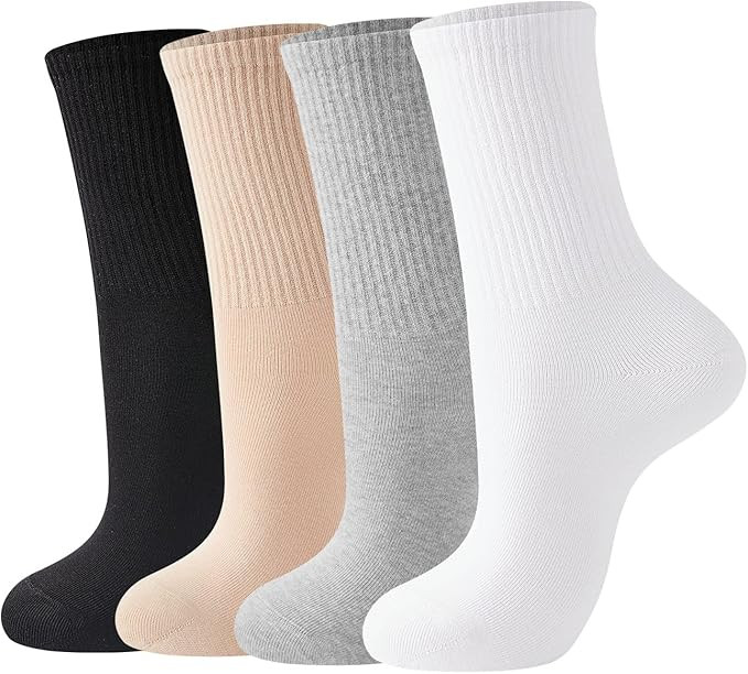 JBOX Womens Socks,100% Cotton Socks for Women Crew Socks Ladies Plus Size Slouchy Socks Hiking So... | Amazon (US)
