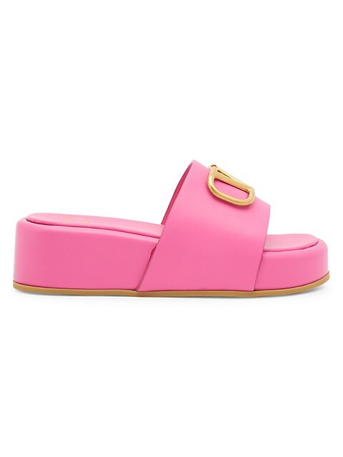 Leather Platform Logo Slides | Saks Fifth Avenue