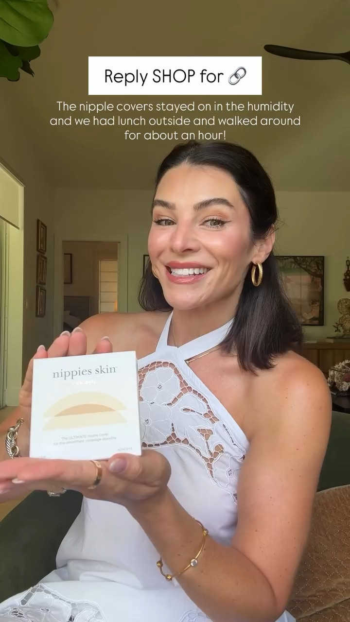 Reply SHOP for 🔗 @nippies  The nipple covers stayed on in the humidity and we had lunch outside and walked around for about an hour!