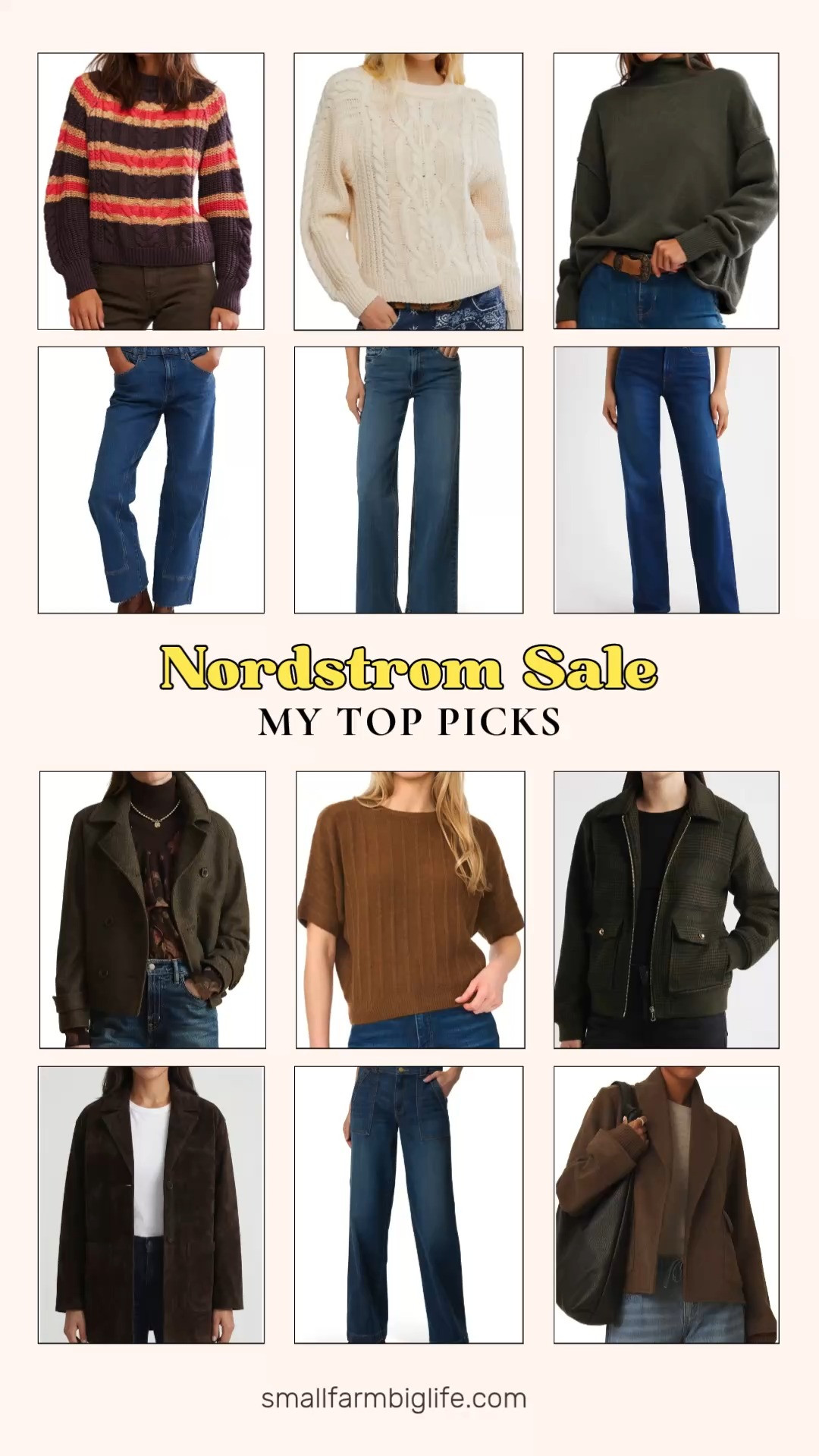 The Nordstrom Sale is the best time to stock up on classic wardrobe staples for fall, the sweaters, jackets, and jeans you will reach for year after year. These are the kind of investment pieces worth buying on sale now since they won't be marked down again until Black Friday.
For sweaters, I am loving the olive green Torres Turtleneck Sweater, the cream Frankie Cable Cotton Sweater, the cognac Short Dolman Sleeve Sweater, and the brown orange and mustard striped Frankie Stripe Cable Stitch Cotton Sweater. For jeans, the blue Perfect Vintage High Waist Wide Leg Jeans, the blue Jean High Waist Wide Leg Jeans, the blue We the Free Risk Taker Raw Hem Straight Leg Jeans, and the blue Jodi High Waist Straight Leg Utility Jeans are all great fall denim options.
For outerwear, the olive green Double Breasted Wool Blend Crop Coat, the olive green Plaid Flannel Bomber Jacket, the chocolate brown shawl collar Crop Icon Coat, and the chocolate brown suede Patch Pocket Suede Jacket round out the picks for layering season ahead.
Shop all of my Nordstrom Sale wardrobe staple picks linked in this post while these fall favorites are on sale! 

 #LTKootd #LTKOver40 #LTKSaleAlert