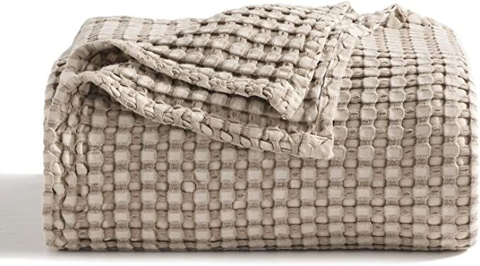 BEDSURE Cotton Waffle Weave Blanket King Size - Lightweight and Soft Blankets for Ki... | Amazon (US)