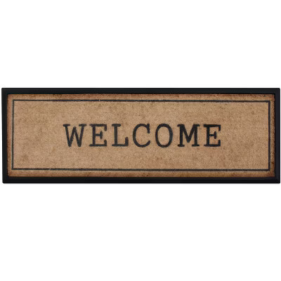 A1HC Natural Coir and Rubber Welcome Black Border Large Door Mat 18" x 48", Front Door Entry Doormat | Target